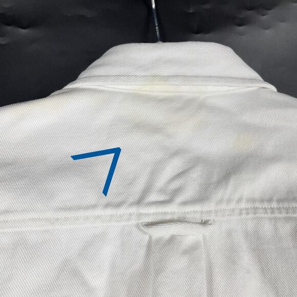 Silk Laundry Canvas Overshirt Jacket White Shacket Collared Button Front Sz L - Picture 12 of 13